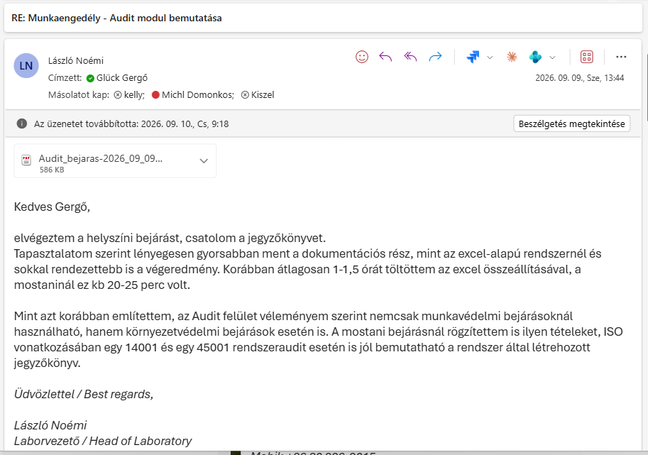 Másfél óra helyett 20 perc: így használja ügyfelünk az audit modult